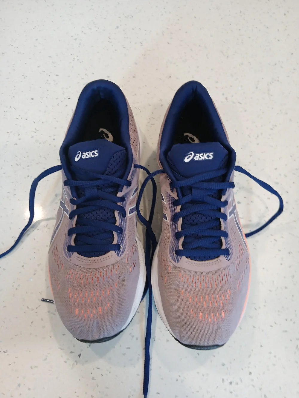 Asics Women's Navy and Light Pink Running Sneakers Sz 9.5